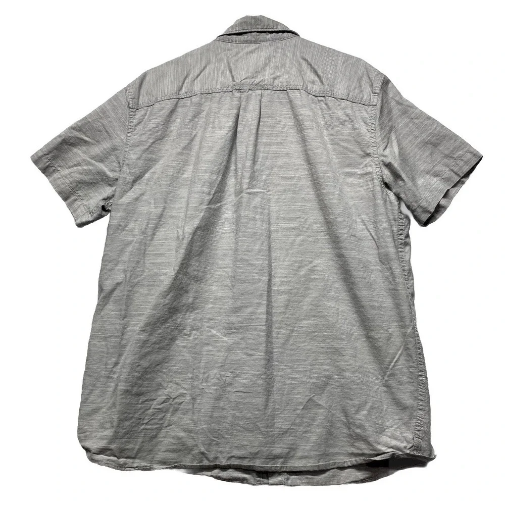The North Face Shirt Mens XL Gray Cotton Striped Button Up Regular Back Box